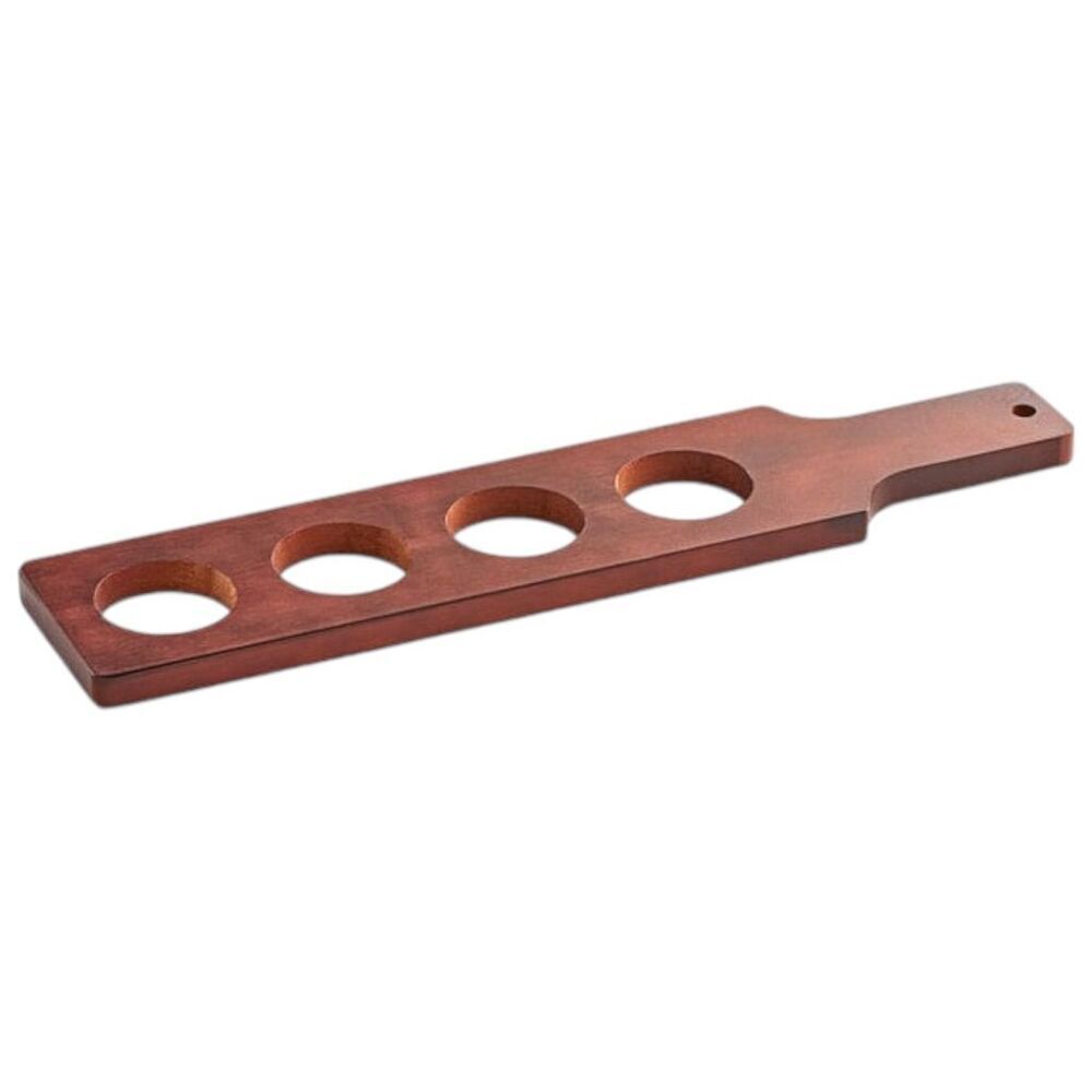 Beer Flight Sampler Paddle 4-Hole‎ Brown Wood Mahogany Finish 18” Long